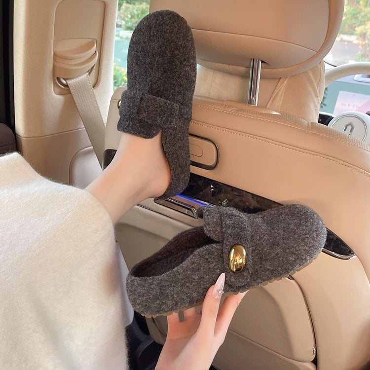 Plüss papucs vastag talppal - gumitalp, 2025 tél, lapos sarok, mindennapi viselet