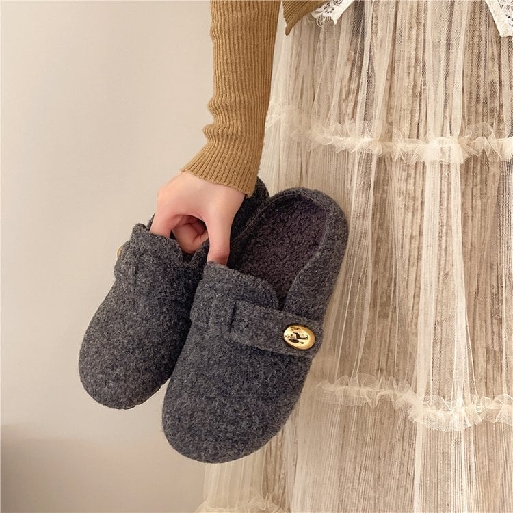 Plüss papucs vastag talppal - gumitalp, 2025 tél, lapos sarok, mindennapi viselet