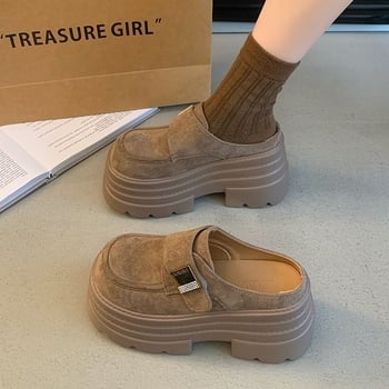 Ženske slip-on cipele s debelim đonom – zatvoren vrh, PVC gornji dio, gumeni đon, okrugli nos