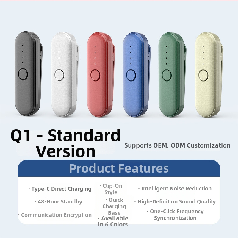 Q1 Lavalier interkom – kompaktné zariadenie pre hotely a reštaurácie, dosah 1,5–3 km, RF výstup 0,5 W, 16 kanálov, Ni-Cd batéria 1000 mAh