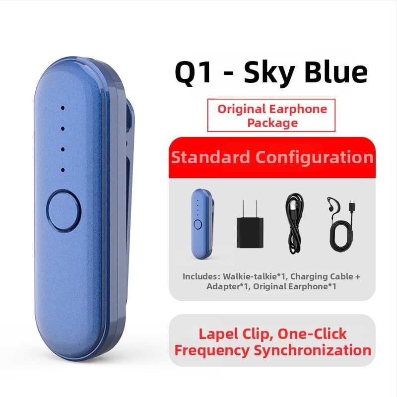 Q1 Lavalier interkom – kompaktné zariadenie pre hotely a reštaurácie, dosah 1,5–3 km, RF výstup 0,5 W, 16 kanálov, Ni-Cd batéria 1000 mAh