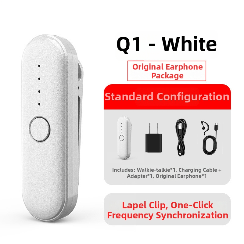 Q1 Lavalier interkom – kompaktné zariadenie pre hotely a reštaurácie, dosah 1,5–3 km, RF výstup 0,5 W, 16 kanálov, Ni-Cd batéria 1000 mAh