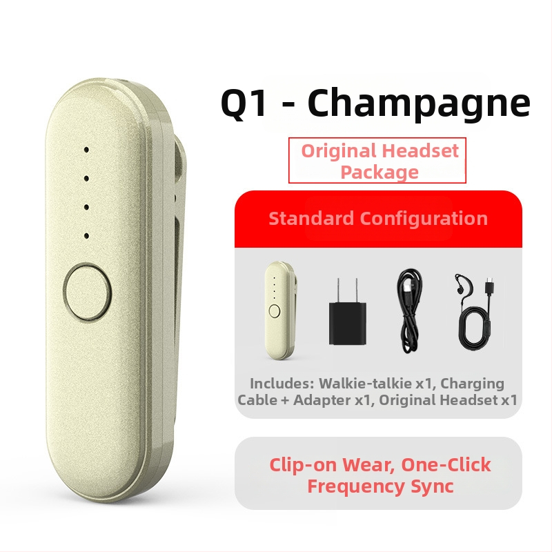 Q1 Lavalier interkom – kompaktné zariadenie pre hotely a reštaurácie, dosah 1,5–3 km, RF výstup 0,5 W, 16 kanálov, Ni-Cd batéria 1000 mAh