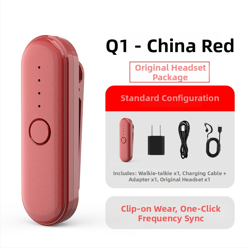 Q1 Lavalier interkom – kompaktné zariadenie pre hotely a reštaurácie, dosah 1,5–3 km, RF výstup 0,5 W, 16 kanálov, Ni-Cd batéria 1000 mAh