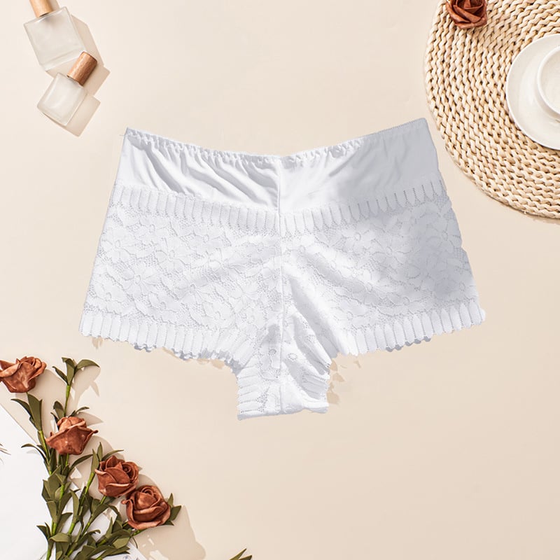Női csipkés magas derekú alsónemű, varrat nélküli, lélegző, virágmintás, pamut belső rész