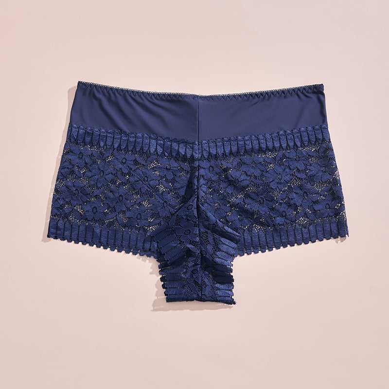 Női csipkés magas derekú alsónemű, varrat nélküli, lélegző, virágmintás, pamut belső rész