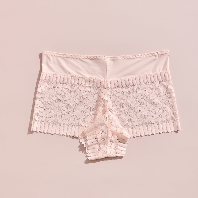 Női csipkés magas derekú alsónemű, varrat nélküli, lélegző, virágmintás, pamut belső rész