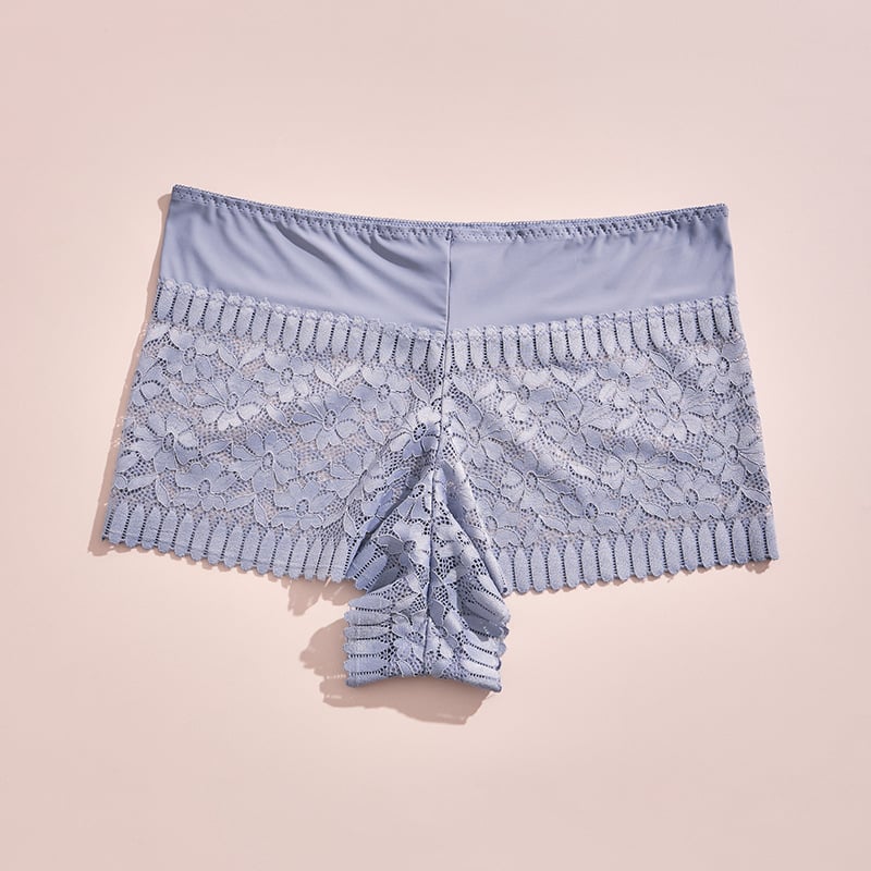 Női csipkés magas derekú alsónemű, varrat nélküli, lélegző, virágmintás, pamut belső rész