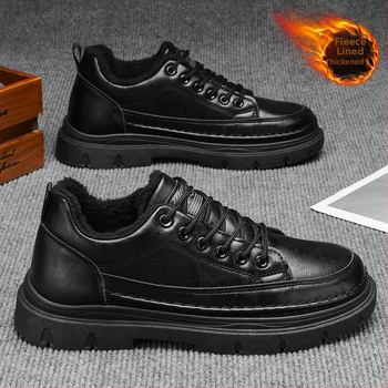 Férfi téli cipők: felsőrész szintetikus bőrből, velúr belső, gumi talp, csúszásmentes