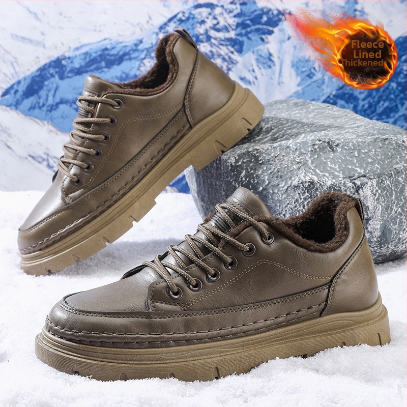Férfi téli cipők: felsőrész szintetikus bőrből, velúr belső, gumi talp, csúszásmentes