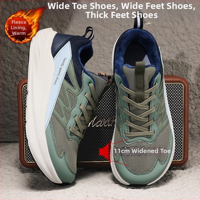 Téli széles orrú, könnyű futócipő nőknek és férfiaknak, meleg pamut belső, felsőrész: bőr + háló, talp: EVA + gumi
