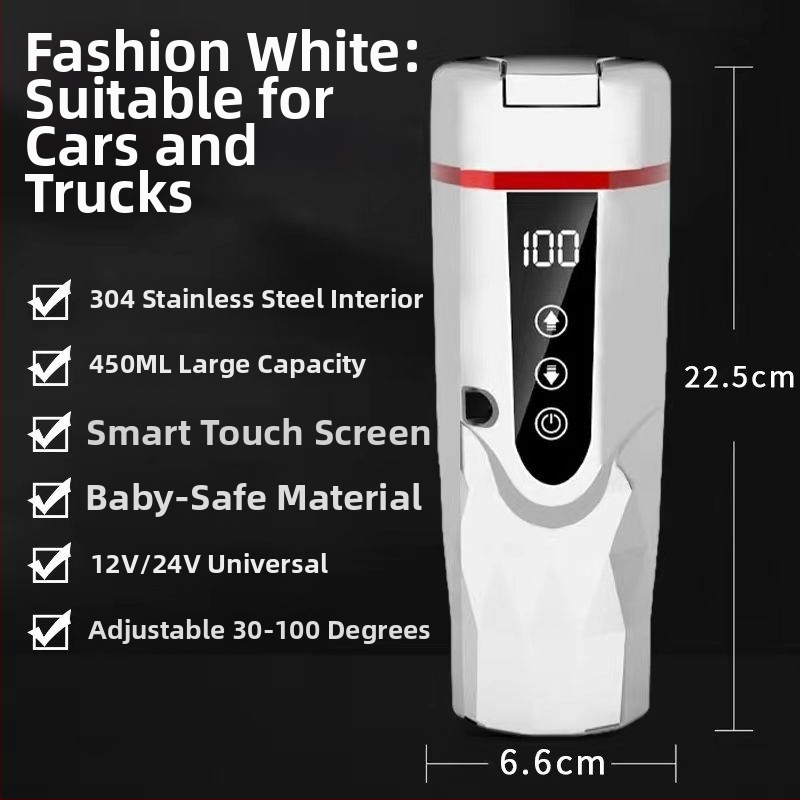 Autóban használható melegítő pohár 12V/24V, ABS, 65–95W, Modell JZ-6581