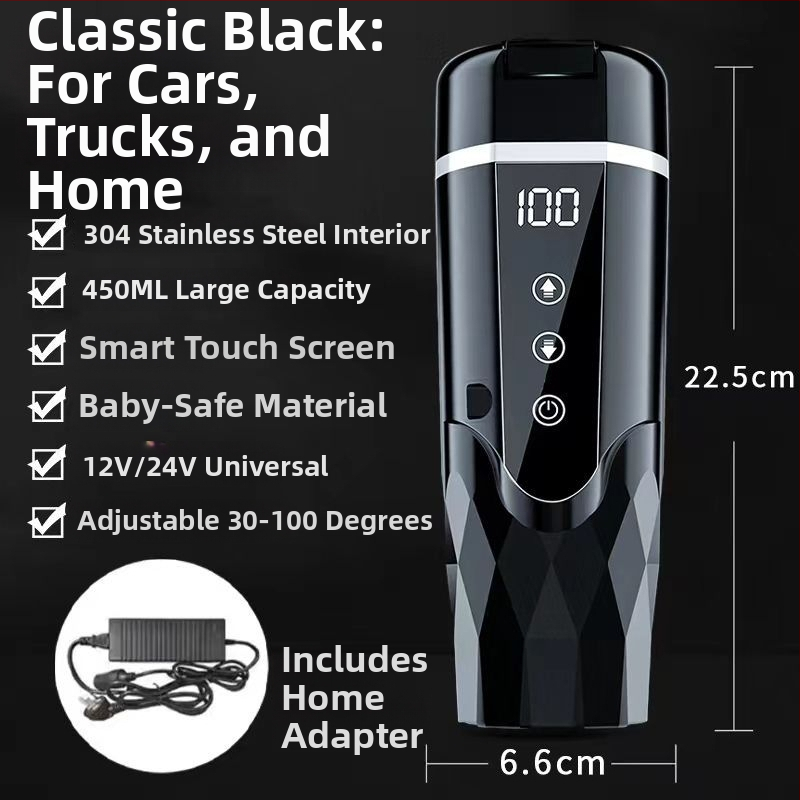 Autóban használható melegítő pohár 12V/24V, ABS, 65–95W, Modell JZ-6581