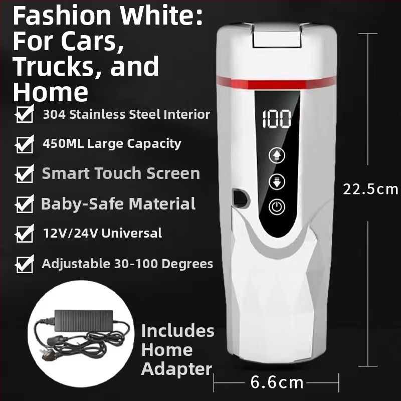 Autóban használható melegítő pohár 12V/24V, ABS, 65–95W, Modell JZ-6581