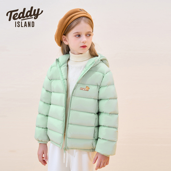 Παιδικό ελαφρύ μπουφάν με κουκούλα, 86–90% down από λευκό πούπουλο πάπιας, εξωτερικό νάιλον, επένδυση πολυεστέρα, αθλητικό στυλ, για χειμερινή περίοδο
