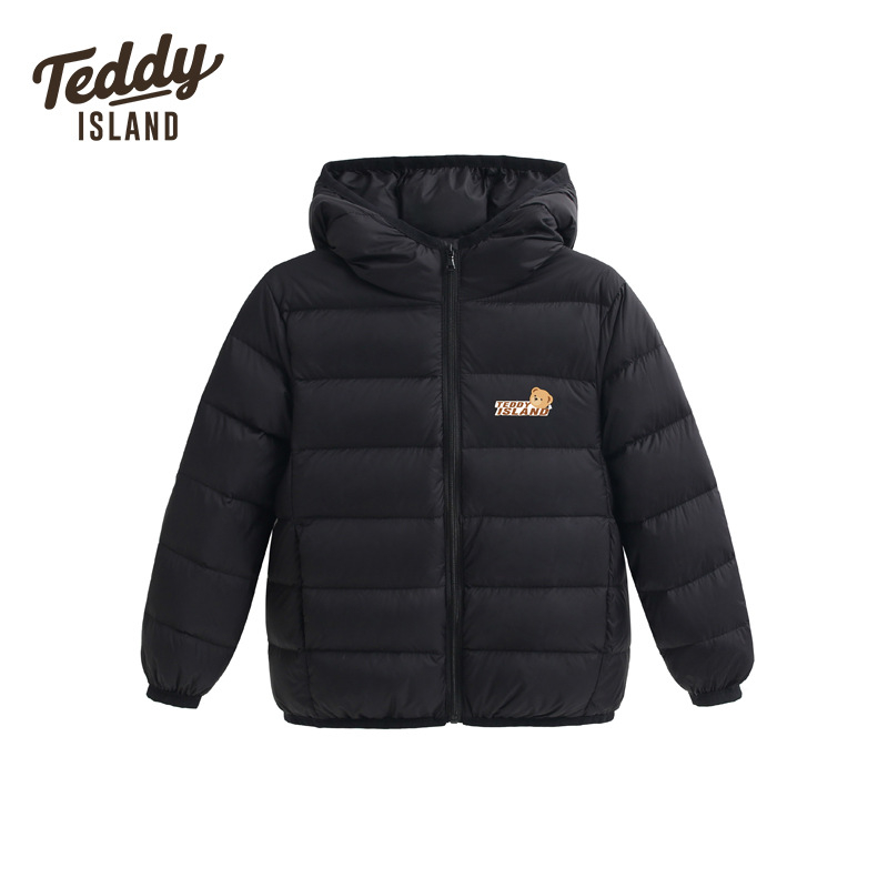 Παιδικό ελαφρύ μπουφάν με κουκούλα, 86–90% down από λευκό πούπουλο πάπιας, εξωτερικό νάιλον, επένδυση πολυεστέρα, αθλητικό στυλ, για χειμερινή περίοδο