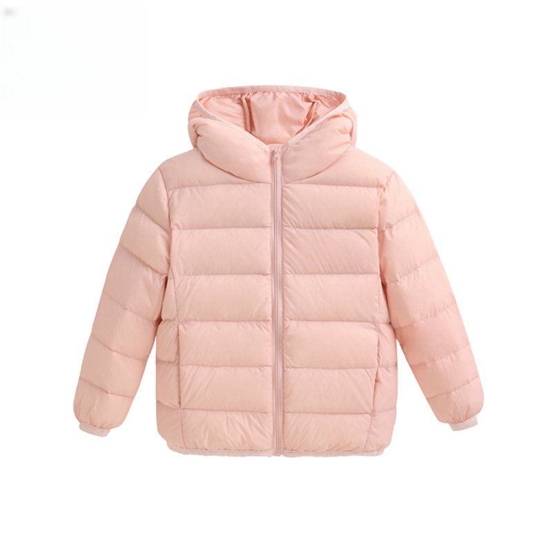 Παιδικό ελαφρύ μπουφάν με κουκούλα, 86–90% down από λευκό πούπουλο πάπιας, εξωτερικό νάιλον, επένδυση πολυεστέρα, αθλητικό στυλ, για χειμερινή περίοδο