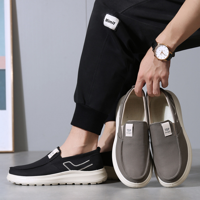 Old Beijing muške platnene tenisice - slip-on, svakodnevne, okrugli nos, niski potpetice 1–3 cm, pamuk ulošak, PU potplat