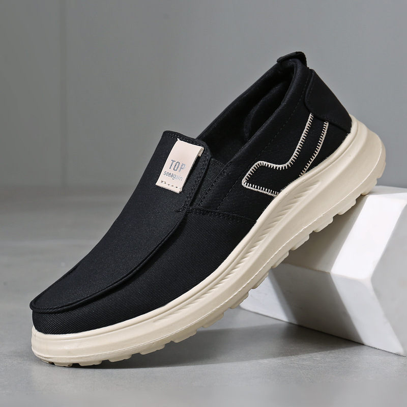 Old Beijing muške platnene tenisice - slip-on, svakodnevne, okrugli nos, niski potpetice 1–3 cm, pamuk ulošak, PU potplat