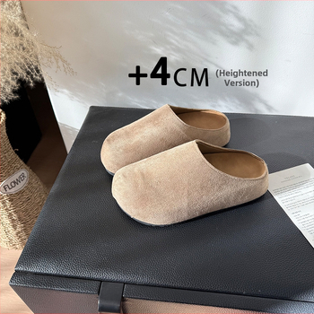Ženske tenisice u vintage veluru s okruglim vrhom, slip-on dizajn, debela gumena podloga i ugrađeni povećanje visine