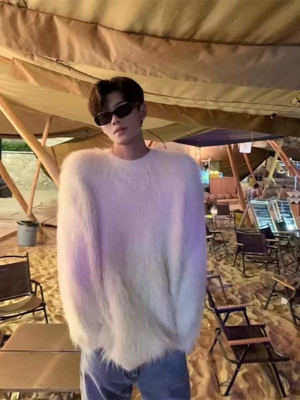 Pulover masculin din amestec de bumbac, cu dungi, guler rotund, croială lejeră, mâneci lungi, pentru toamnă și iarnă