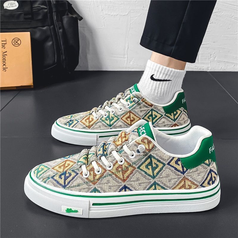 Muške slip-on tenisice od sintetičke kože, s prugastim uzorkom, ljeto, PVC potplat