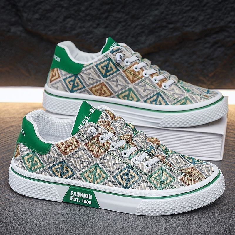 Muške slip-on tenisice od sintetičke kože, s prugastim uzorkom, ljeto, PVC potplat