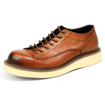 Pantofi de lucru pentru bărbați, din piele de vită de primă calitate, vârf rotund, toc mic, stil retro casual