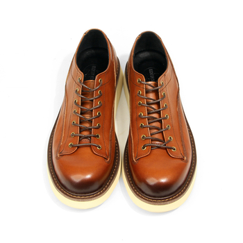 Pantofi de lucru pentru bărbați, din piele de vită de primă calitate, vârf rotund, toc mic, stil retro casual