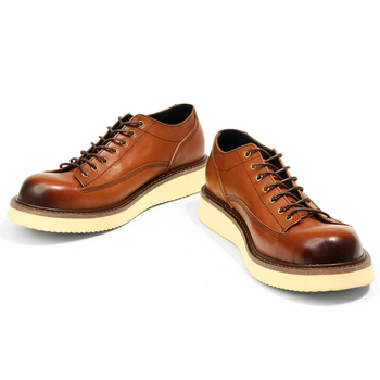 Pantofi de lucru pentru bărbați, din piele de vită de primă calitate, vârf rotund, toc mic, stil retro casual