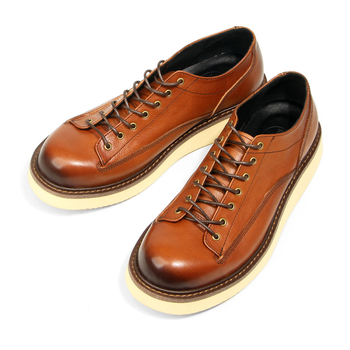 Pantofi de lucru pentru bărbați, din piele de vită de primă calitate, vârf rotund, toc mic, stil retro casual