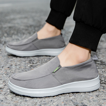 Muške slip-on cipele za vožnju, prozračni gornji dio od rastezljive tkanine, lagana PU potplata, protuklizna, latex ulošak