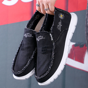 Muške slip-on tenisice od platna – gornji dio od platna, okrugli nos, tekstilna uložak, PVC potplat