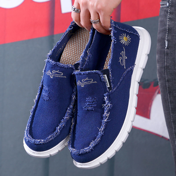 Muške slip-on tenisice od platna – gornji dio od platna, okrugli nos, tekstilna uložak, PVC potplat