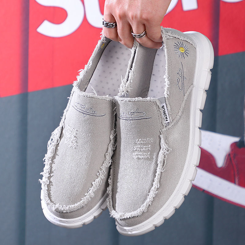 Muške slip-on tenisice od platna – gornji dio od platna, okrugli nos, tekstilna uložak, PVC potplat
