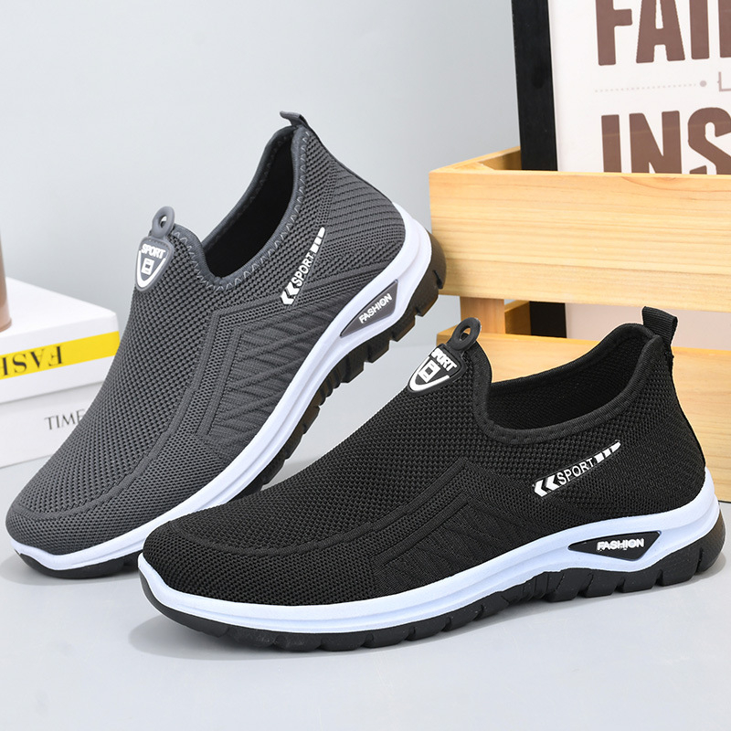 Muške Slip-On tenisice s prozračnim mrežastim gornjim dijelom, okrugli vrh, gumasti potplat, niski potpetica 1–3 cm