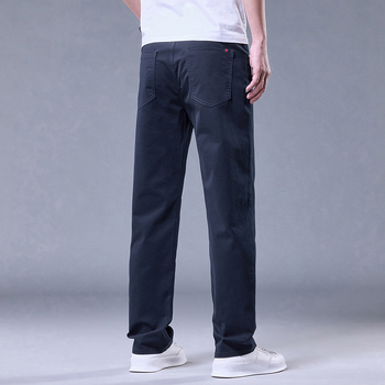 Pantaloni casual de bărbați din bumbac 100%, croială dreaptă, talie medie, fermoar, micro-elasticitate