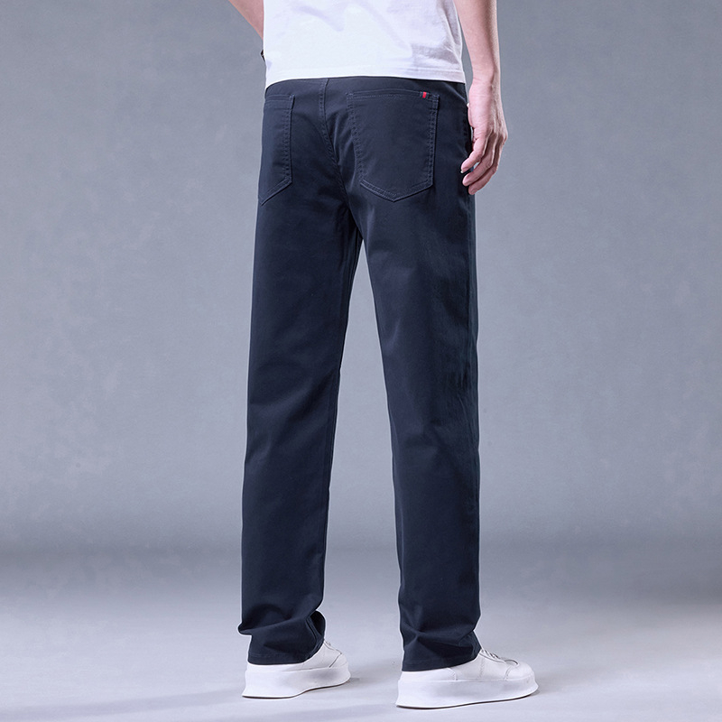 Pantaloni casual de bărbați din bumbac 100%, croială dreaptă, talie medie, fermoar, micro-elasticitate