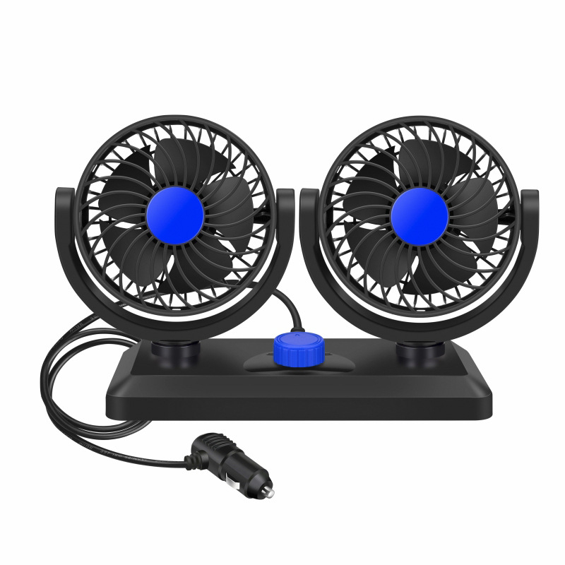 Dvostruki automobilni ventilator, 360° rotacija, kompatibilan s 12V/24V, USB 5V sučelje, model F30, snaga 120
