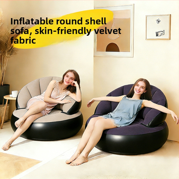 Φουσκωτός καναπές για ένα άτομο, υπαίθριο κάμπινγκ, με φλοκ επιφάνεια βελούδινη, αναδιπλούμενος, εξωτερική αντλία φουσκώματος; βάρος 1,1 kg, μέγιστο φορτίο 200 kg, 1 στρώση