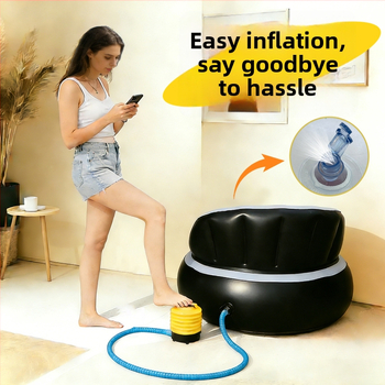 Φουσκωτός καναπές για ένα άτομο, υπαίθριο κάμπινγκ, με φλοκ επιφάνεια βελούδινη, αναδιπλούμενος, εξωτερική αντλία φουσκώματος; βάρος 1,1 kg, μέγιστο φορτίο 200 kg, 1 στρώση