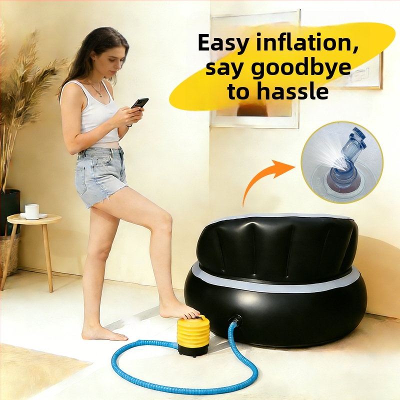 Nafukovacie lôžko pre jednoho na kempovanie, s plyšovým povrchom (flocked), skladateľné, s externou pumpou na nafúknutie; hmotnosť 1,1 kg, nosnosť 200 kg, 1 vrstva