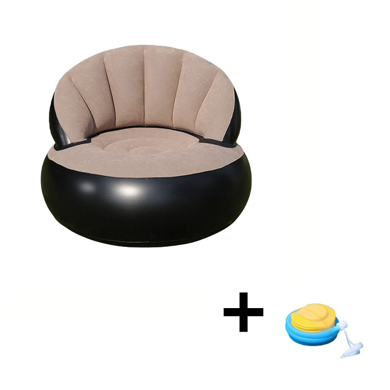 Φουσκωτός καναπές για ένα άτομο, υπαίθριο κάμπινγκ, με φλοκ επιφάνεια βελούδινη, αναδιπλούμενος, εξωτερική αντλία φουσκώματος; βάρος 1,1 kg, μέγιστο φορτίο 200 kg, 1 στρώση