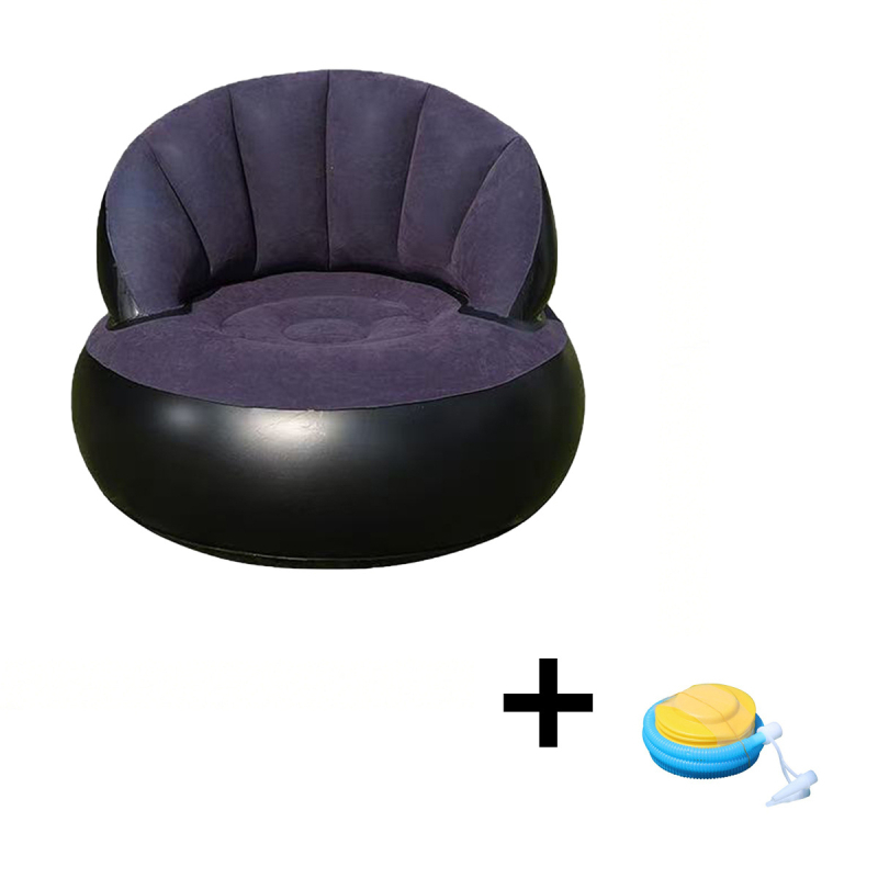 Φουσκωτός καναπές για ένα άτομο, υπαίθριο κάμπινγκ, με φλοκ επιφάνεια βελούδινη, αναδιπλούμενος, εξωτερική αντλία φουσκώματος; βάρος 1,1 kg, μέγιστο φορτίο 200 kg, 1 στρώση