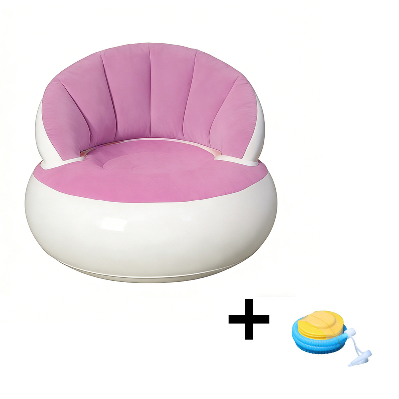 Φουσκωτός καναπές για ένα άτομο, υπαίθριο κάμπινγκ, με φλοκ επιφάνεια βελούδινη, αναδιπλούμενος, εξωτερική αντλία φουσκώματος; βάρος 1,1 kg, μέγιστο φορτίο 200 kg, 1 στρώση