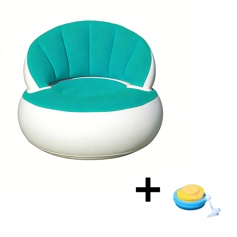 Φουσκωτός καναπές για ένα άτομο, υπαίθριο κάμπινγκ, με φλοκ επιφάνεια βελούδινη, αναδιπλούμενος, εξωτερική αντλία φουσκώματος; βάρος 1,1 kg, μέγιστο φορτίο 200 kg, 1 στρώση