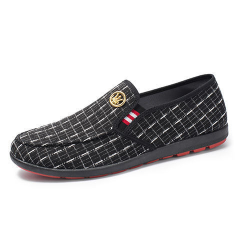 Muške platnene Slip-On loaferice, okrugli vrh, niski gornji dio, plastična potplata, tekstilna uložak