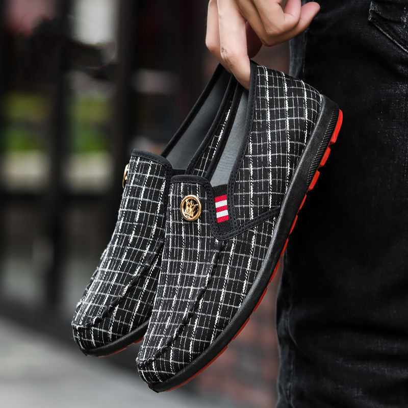 Muške platnene Slip-On loaferice, okrugli vrh, niski gornji dio, plastična potplata, tekstilna uložak