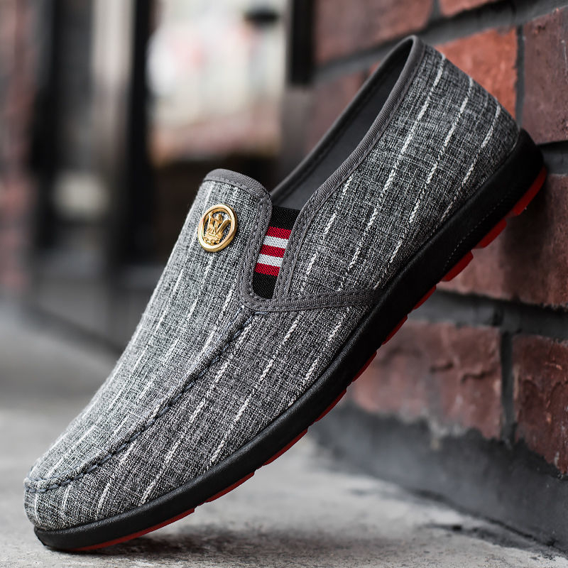 Muške platnene Slip-On loaferice, okrugli vrh, niski gornji dio, plastična potplata, tekstilna uložak