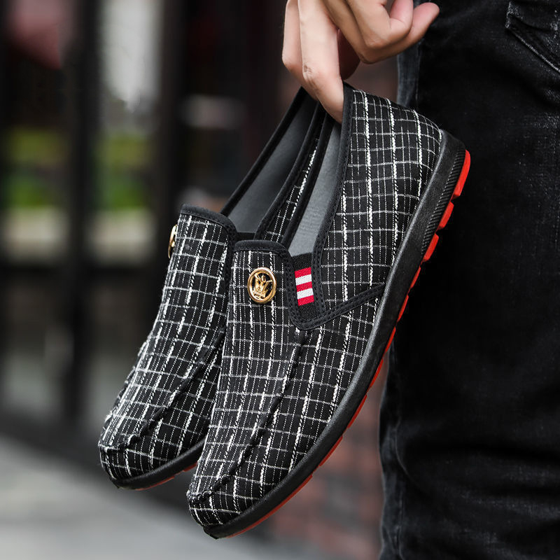 Muške platnene Slip-On loaferice, okrugli vrh, niski gornji dio, plastična potplata, tekstilna uložak
